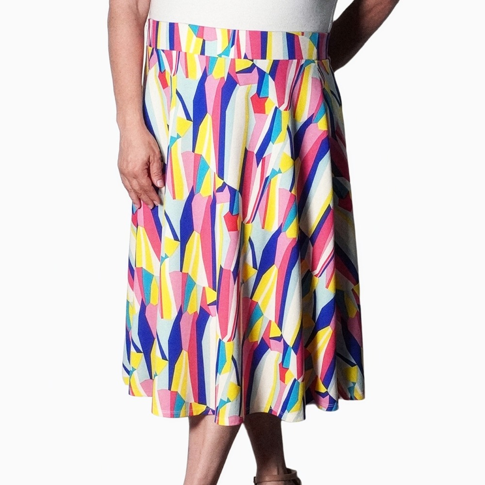 Ashley Stewart Geometric Abstract Print 1X 2X 16 18 Multicolor A-Line Skirt Plus